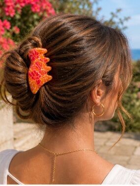 Orange Seashell Hair Clip Coastal Claw Clip Beachy Summer Hair Accessory Amalfi
